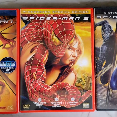 Dvd. Spider-man 1-2-3. Spiderman. Action/eventyr. Norsk tekst.