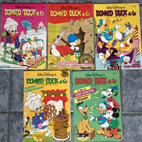 1985- DONALD DUCK - 5 flotte blader. Nr. 4-18-42-43-50-Hele og Fine!