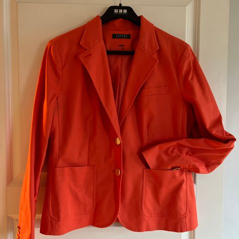 Ralph Lauren oransje blazer med gullknapper str 14,