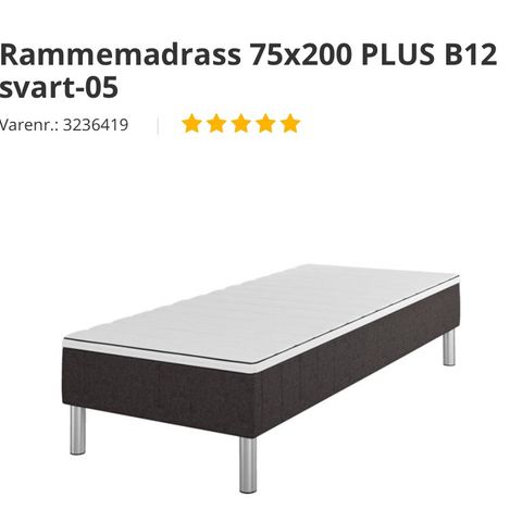 Rammemadrass 90x200 PLUS B12 svart-05