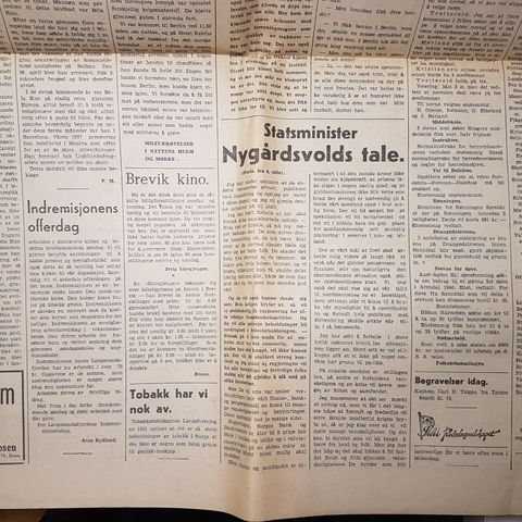 Krigsavis - fylkesavisen - 31 aug. 1939