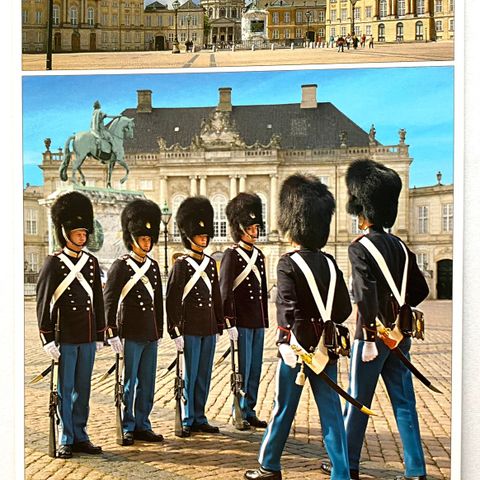 Postkort Danmark Amalienborg Castle og The Royal Guard