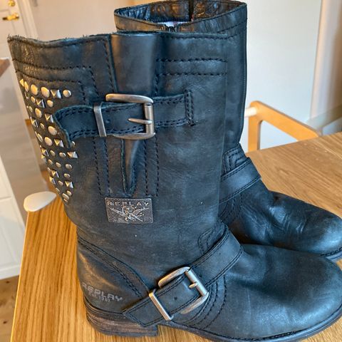 Boots Replay vintage skinn sort str. 37