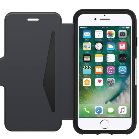 ny Otterbox Strada for Apple iPhone SE2022|SE2020|SE|8|7 i svart skinn