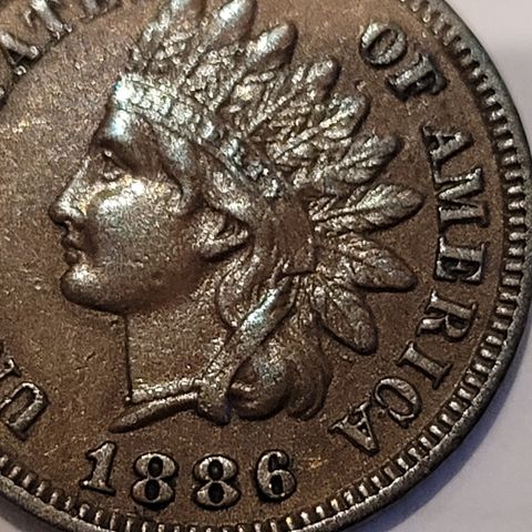 US-MYNT. ONE CENT 1886 type 1, Svært god kvalitet på mynten