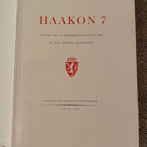 Jubileumsbok Haakon 7, 1872-1947