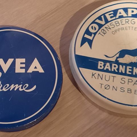 Vintage Nivea creme og Løveapoteket barnekrem bpks samlobjekter, samlet