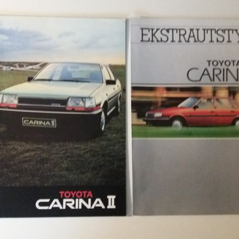 Toyota Carina II -brosjyre + utstyrsbrosjyre selges samlet. (NORSK tekst)