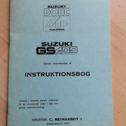 Suzuki GS 400 instruksjonsbok.