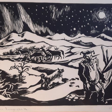 Samisk motiv "Fra Finnmark" av ukjent kunstner 1940