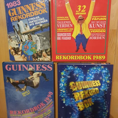 Guinness rekordbok, 1983, 1989, 1990 og 1998. Kan sendes eller hentes.