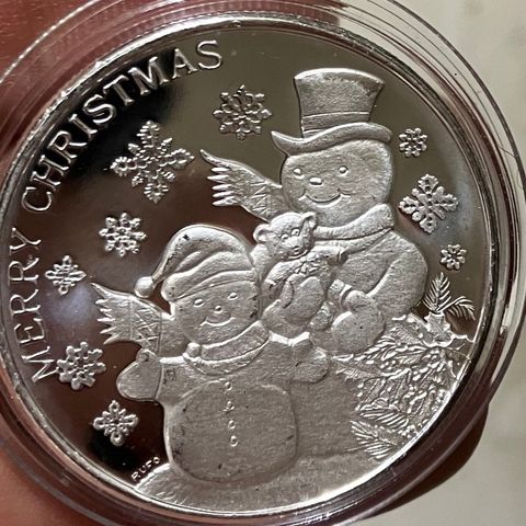 Snowman Christmas Round 1oz sølv