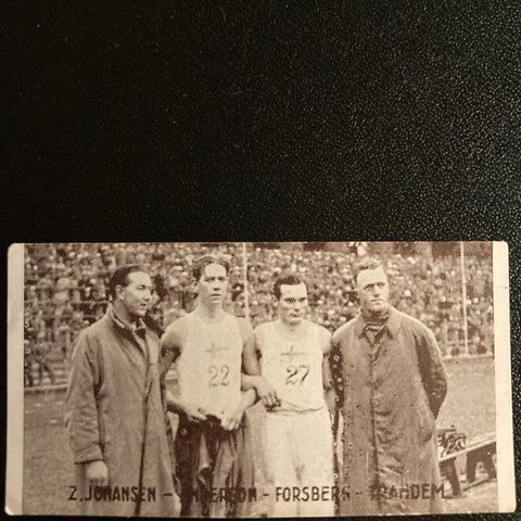Zakken Johansen Johan Trandem friidrett sigarettkort 1930 Tiedemanns Tobak