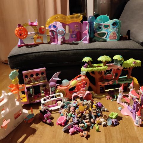 Oppdatert🙂Stor samlepakke Littlest Pet Shop-70+ figurer + lekehus