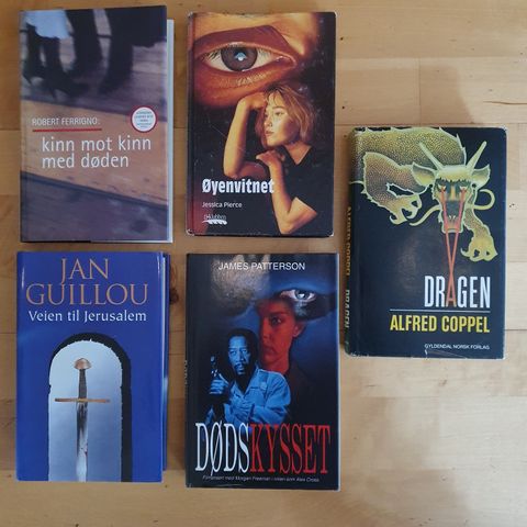 Bøker av Alfred Coppel, James Patterson, Robert Ferrigno, Jan Guillou med flere