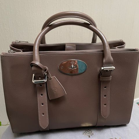 MULBERRY DOUBLE ZIPPED BAYSWATER TOTE i fargen TAUPE