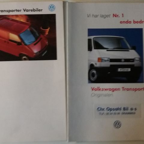 Volkswagen Transporter -brosjyrer selges.(T4 ) (2stk. NORSK tekst)