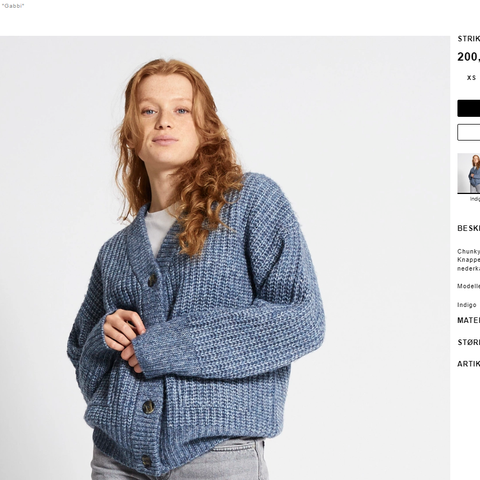 Lager 157: Strikket cardigan "GABBI", farge Indigo, str. M (NY!)