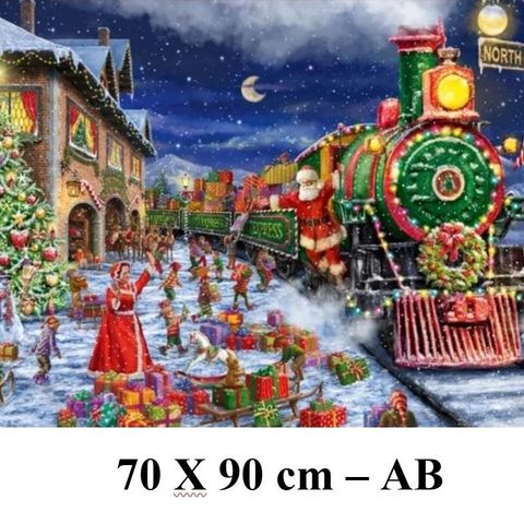 Juleexpressen på Nordpolen! 🤩🎄✨️ AB Diamond painting - full square - 90x70 cm