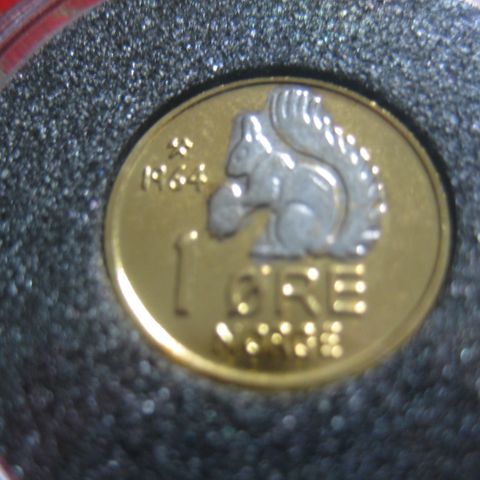 1 øre 1964 belagt med 24 karat gull og platina