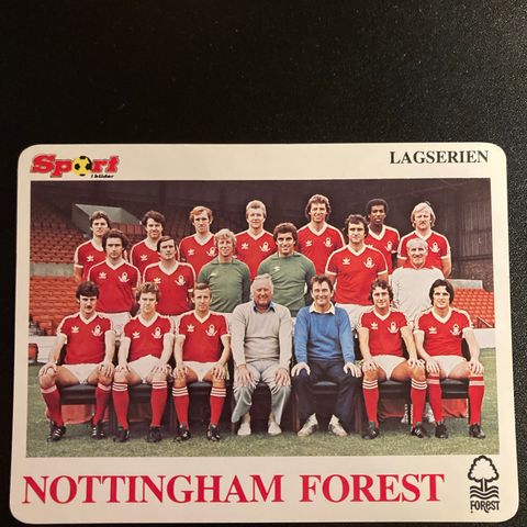 Nottingham Forest Fotballkort Lagserien Sport i bilder 1979/80 selges!
