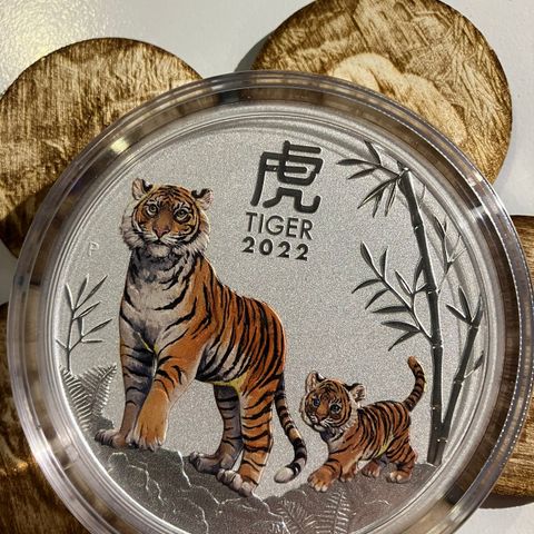 Australia 2022 Year Of The Tiger Lunar III 5 oz Farget 999 Sølv