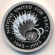 Storbritania   - 2 Pounds sølv-minnemynt - FN 50 år - 1995.