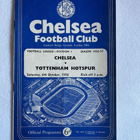 Fotball Program Chelsea - Tottenham 1956