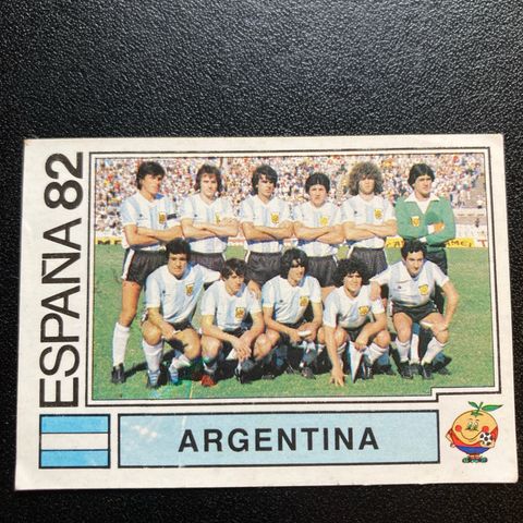 Argentina Lagbilde Diego Maradona Panini VM 1982 fotballkort sticker Spania 82