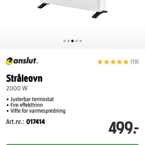 Stråleovn 1 stk 250 kr er ny