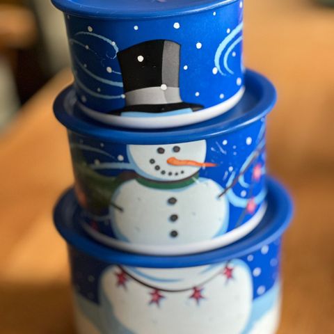 Tupperware julebokser snømann/juletre