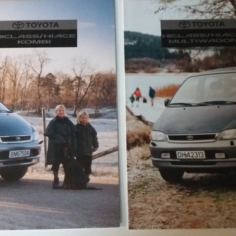 Toyota Hiace / Hiclass / Kombi / Multiwagon -brosjyrer. (NORSK tekst)