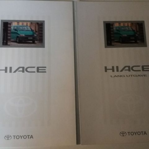 Toyota Hiace og Hiace Lang utgave -brosjyrer. (NORSK tekst)