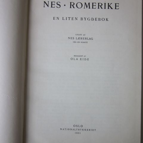 Nes på Romerike – En liten bygdebok – utgitt 1931