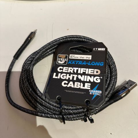 Certified Lightning cable for Iphone/Ipad, 3 meter kvalyetskabel, ny og ubrukt