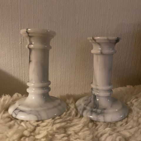 2 stk vintage marmor lysestaker 12 cm.