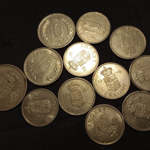 Danmark 1-10 kroner 1976-1981 selges samlet NY PRIS