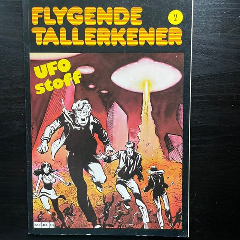 Tegneserie Flygende Tallerkner UFO stoff