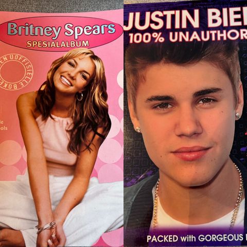 BRITNEY SPEARS SPESIALALBUM & JUSTIN BIEBER HEFTE MED POSTER