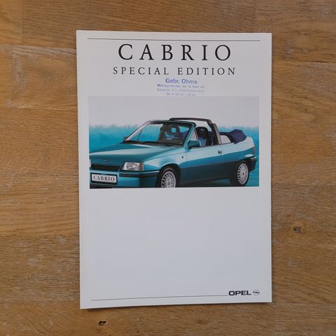Brosjyre Opel Kadett Cabrio Special Edition 1992