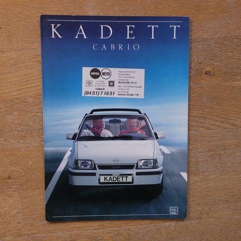 Brosjyre Opel Kadett Cabrio 1989