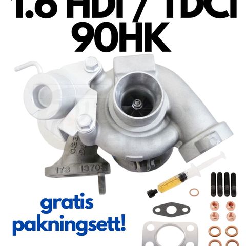 NY TURBO 1.6 HDI, TDCi 90HK PSA/Citroen/Peugeot/Ford GARANTI 1ÅR, PAKNINGSETT