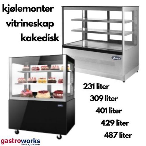 Kjølemonter / Kakedisk / / Vitrineskap 231,309,401,429,487L fra Gastroworks