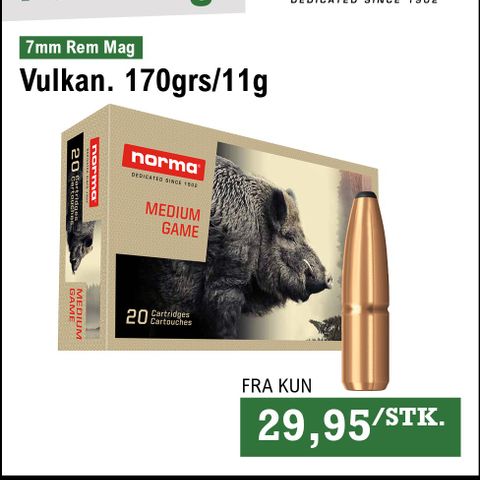 SPAR OPPTIL 63% PARTIKJØP NORMA! 7mm Rem Mag Vulkan