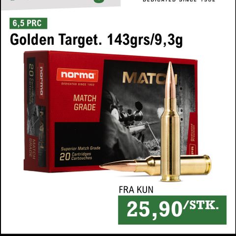 SPAR OPPTIL 30% PARTIKJØP NORMA! 6,5 PRC Golden Target