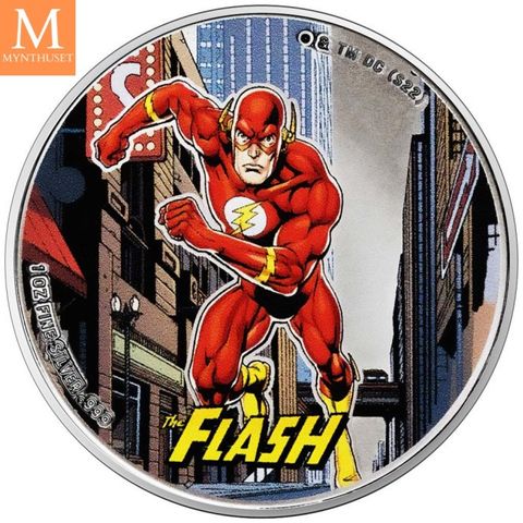 Samoa 5 dollar 2023 Flash FARGE 1 OZ SØLV DC COMICS