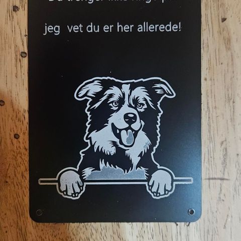 Collie skilt i aluminium