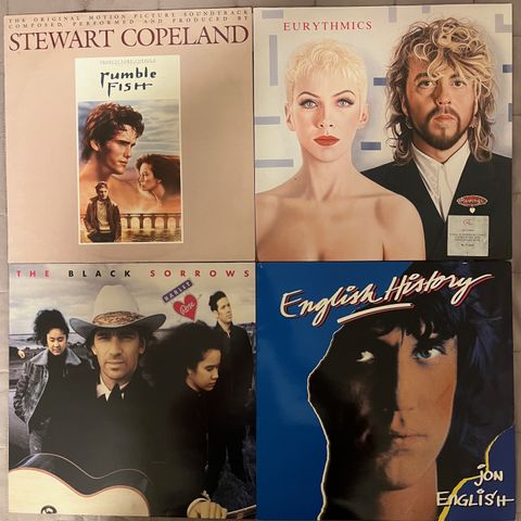 LP/Vinyl - Stewart Copeland, Eurythmics, The Black Sorrows og Jon English