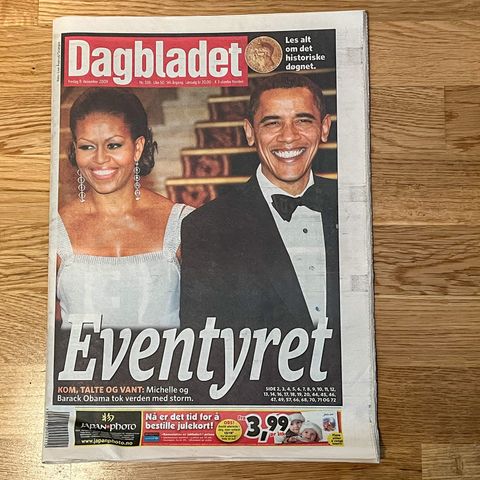 Dagbladet 11. des 2009 - President Obama mottar Nobels fredspris i Oslo