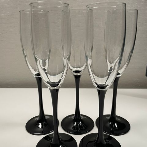 Luminarc France champagne glass med svart stett 5 stk (22 cm x 5 cm)